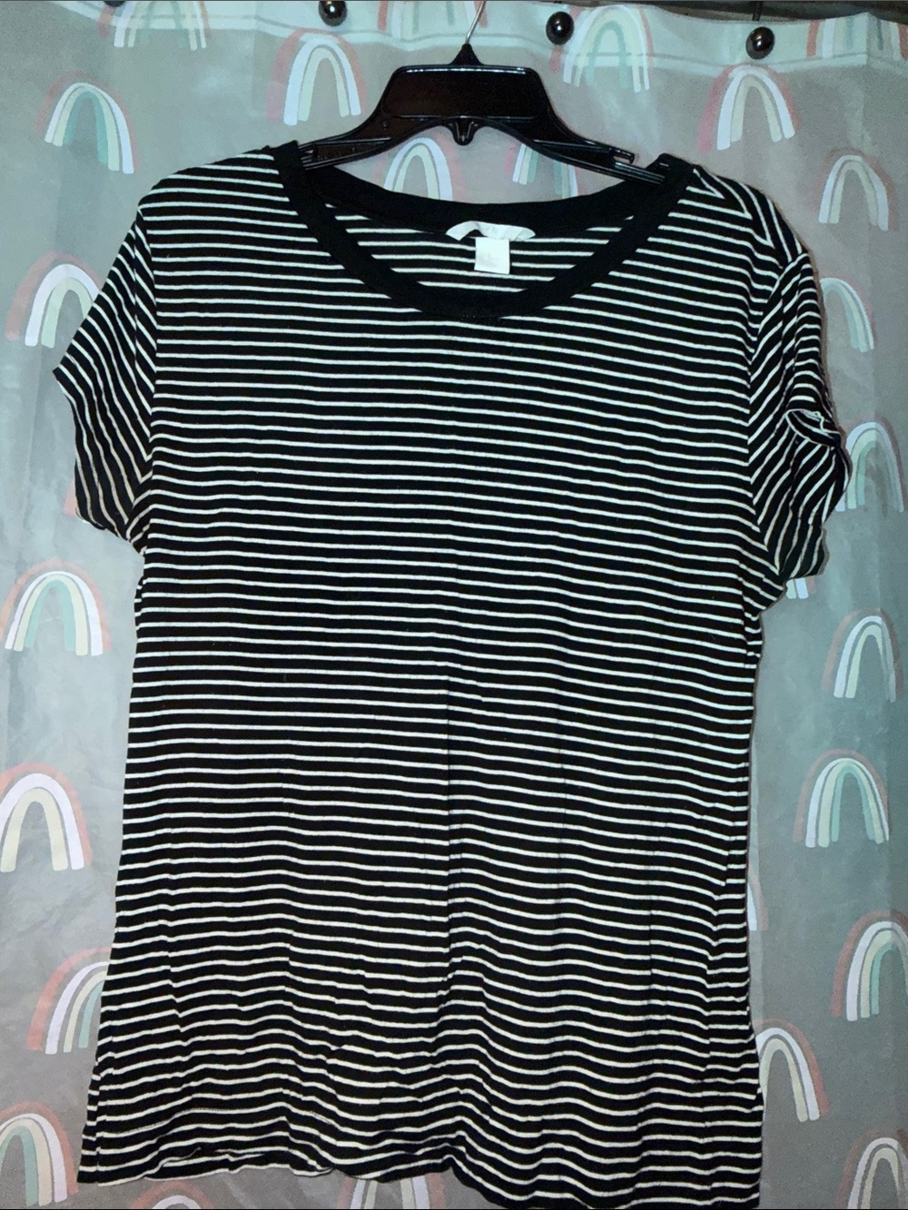 H&M Black & White Striped Short Sleeve Tee